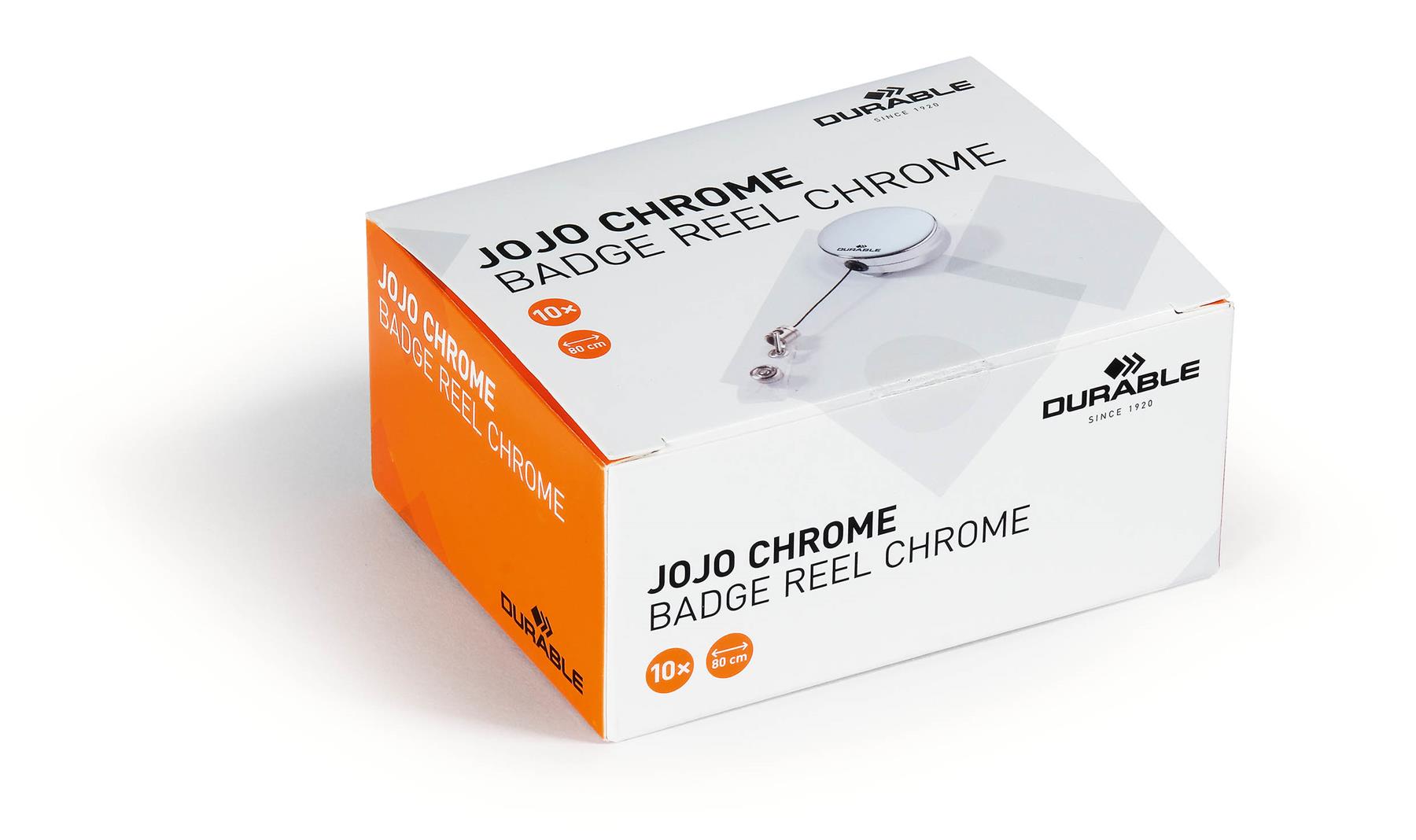 Durable Secure Retractable Chrome Badge Reels for ID & Keys | 10 Pack | Silver