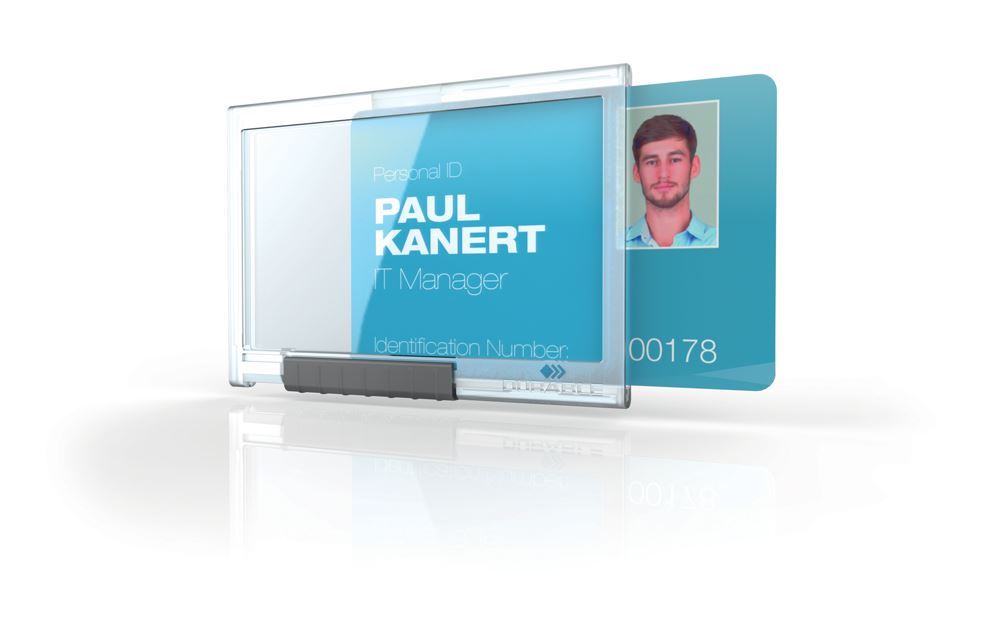 Durable PUSHBOX Security Pass ID Card Holders | 10 Pack | Clear