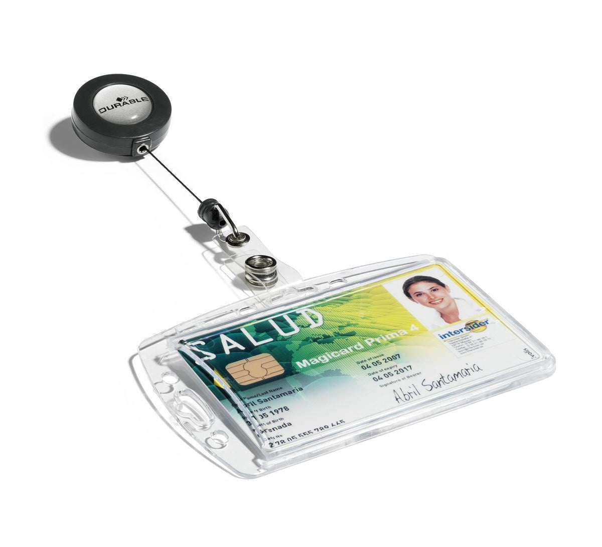 Durable Enclosed Security Pass ID Holder with Badge Reel | 10 Pack | Clear