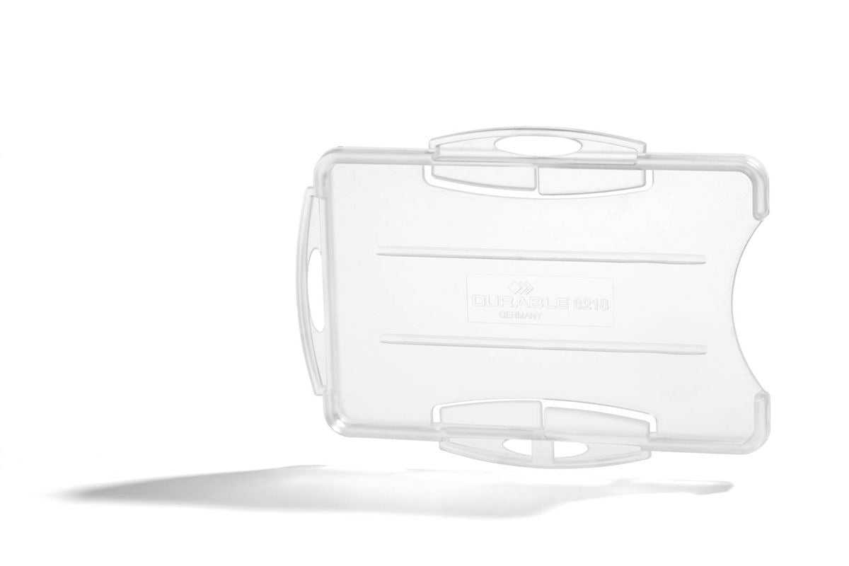 Durable DUO 2 Card Security Pass ID Badge Holders for Lanyards | 10 Pack | Clear