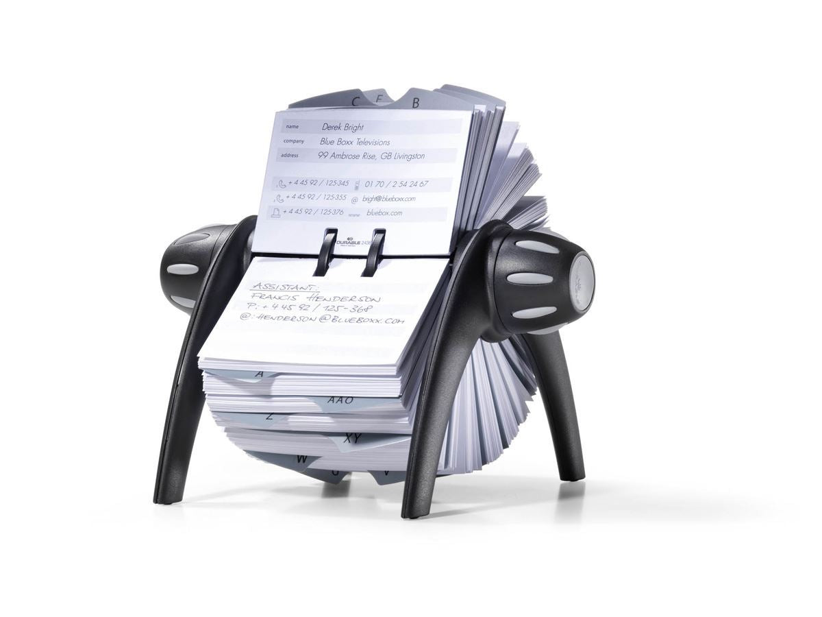 Durable TELINDEX Rotary Address Card Holder File | 500 Cards & A-Z Index | Black