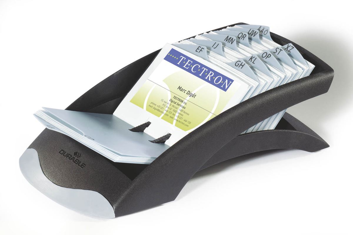 Durable VISIFIX 200 Card Business Card Holder File | Pockets & A-Z Index | Black